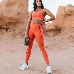 ZYIA Active Burnt Orange Ribbed Premium 7/8 Leggings